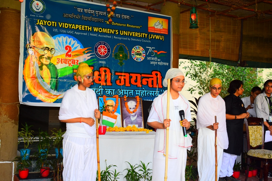 Gandhi Jayanti celebrated at Jayoti Vidyapeeth Women’s University with the full Enthusiasm, Joy and Happiness.