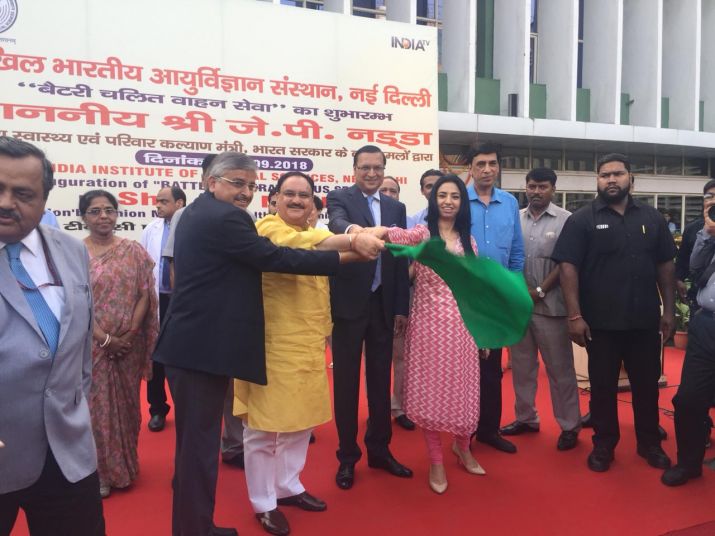 India TV CSR Initiative: Battery operated bus service launched at AIIMS by Health Minister JP Nadda