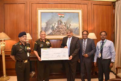 Karur Vysya Bank contributes Rs. 5 crores to the Army Welfare CSR Fund